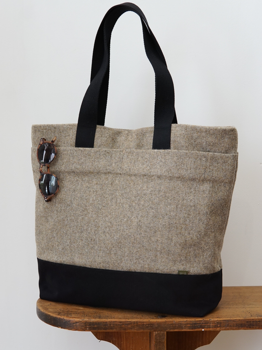 SAC CABAS EN LAINE MARRON LÉGER