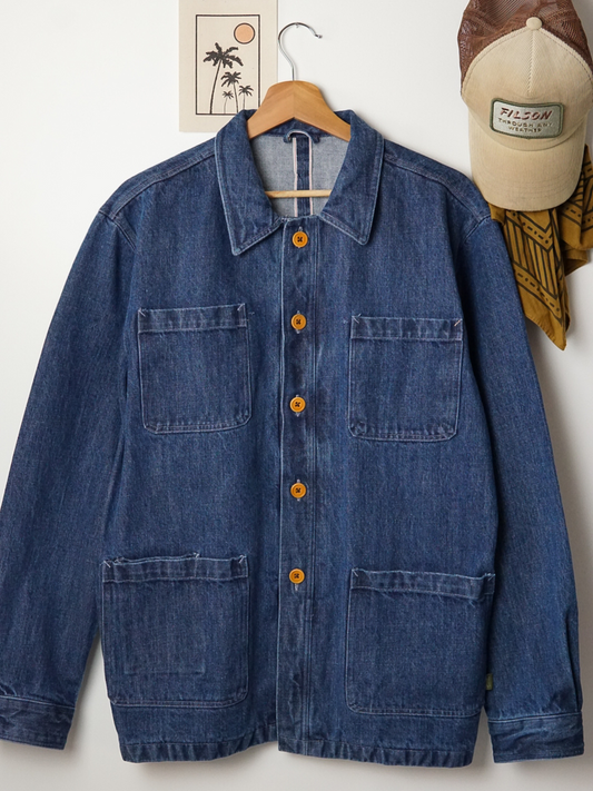 VESTE WORKER DENIM INDIGO SELVEDGE DÉLAVÉ