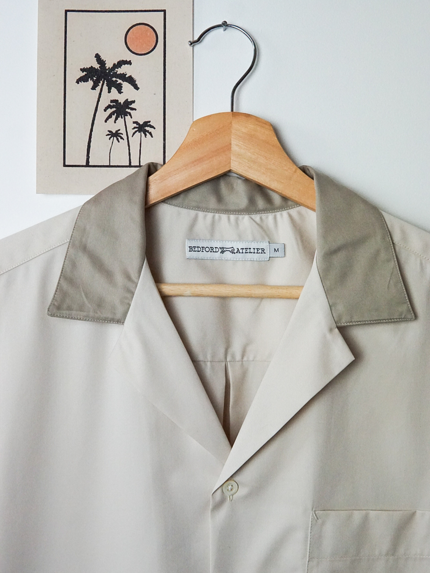 CHEMISETTE BOWLING EN POPLIN BEIGE