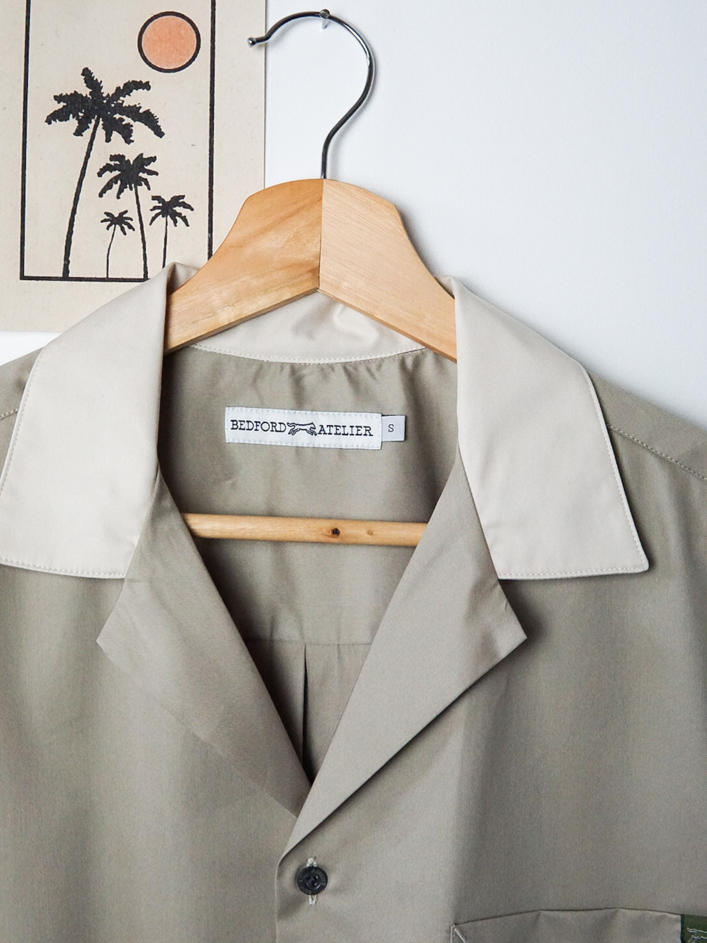 CHEMISETTE BOWLING EN POPLIN TAUPE