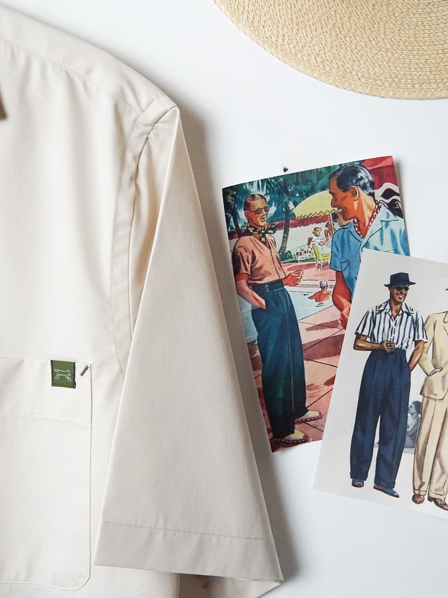 CHEMISETTE BOWLING EN POPLIN BEIGE