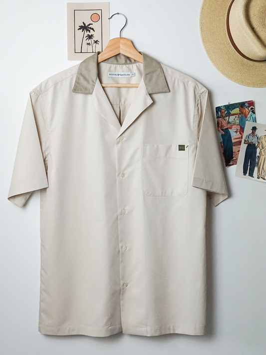 CHEMISETTE BOWLING EN POPLIN BEIGE