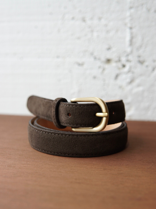 CEINTURE « CASUAL » EN CUIR SUÉDÉ MARRON
