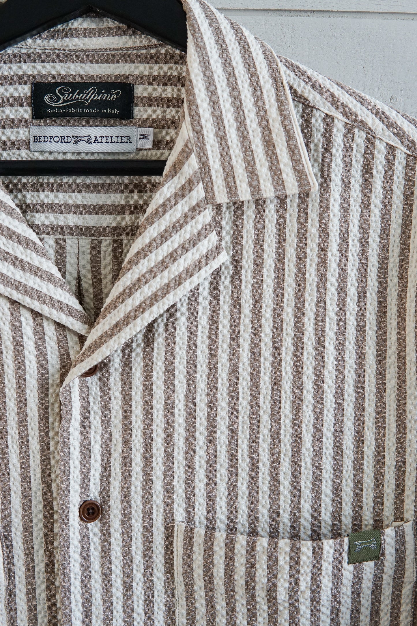 Camp shirt in seersucker stripes