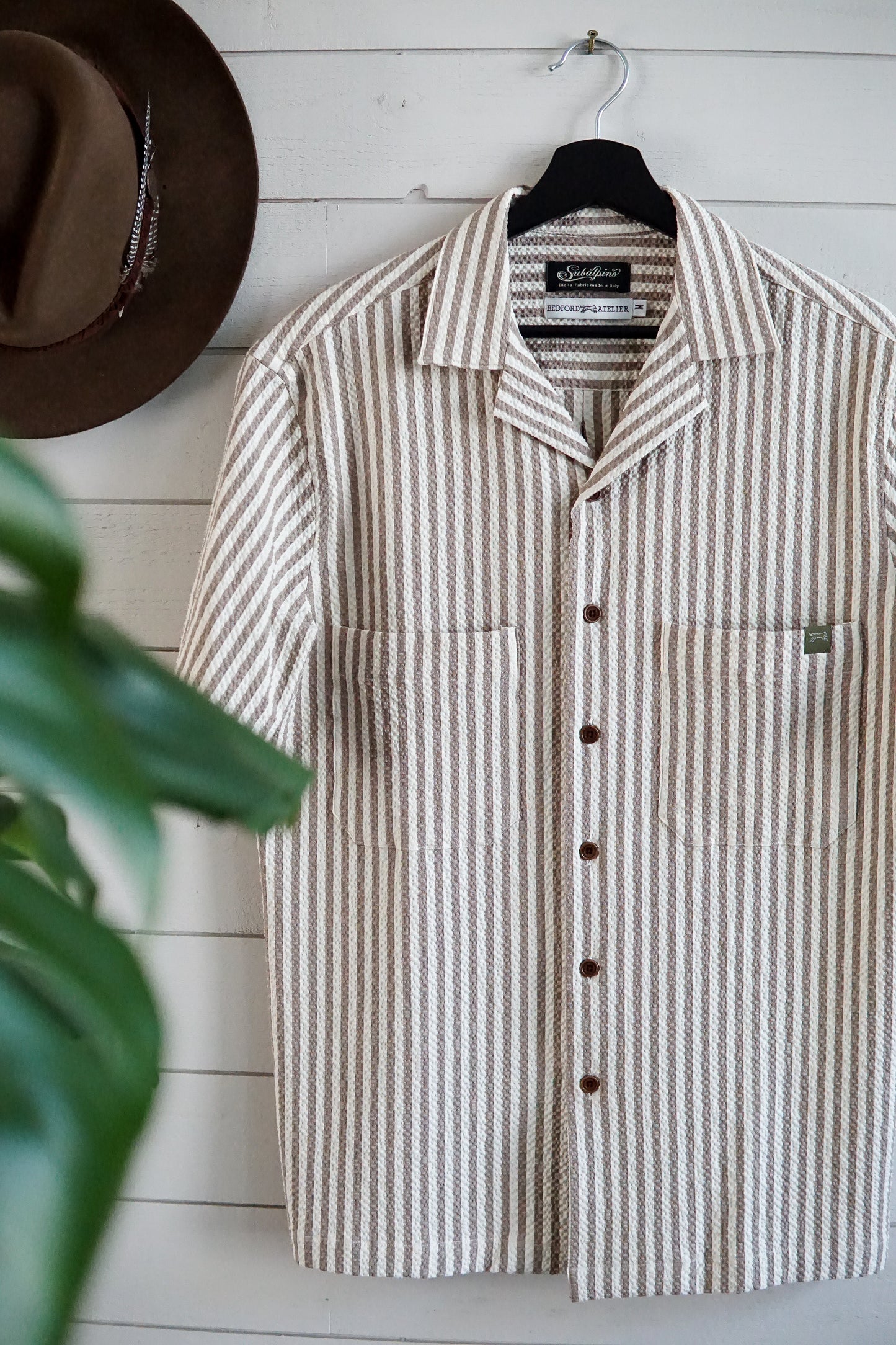 Camp shirt in seersucker stripes