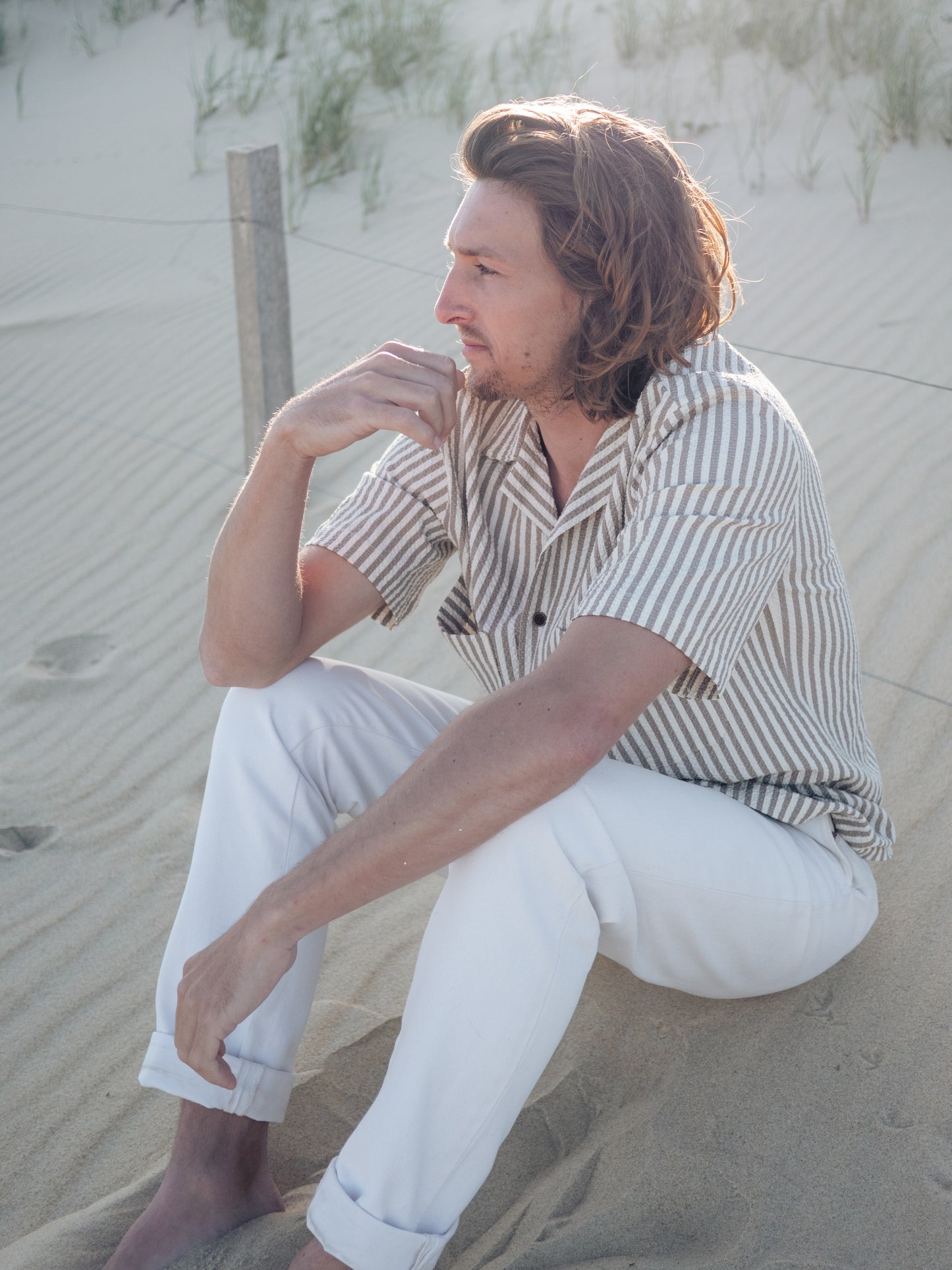 Camp shirt in seersucker stripes