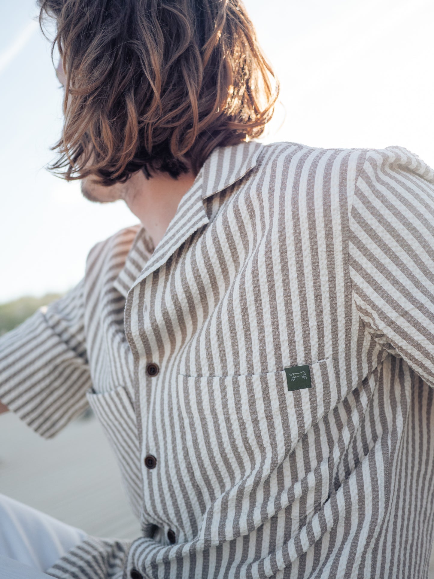 Camp shirt in seersucker stripes
