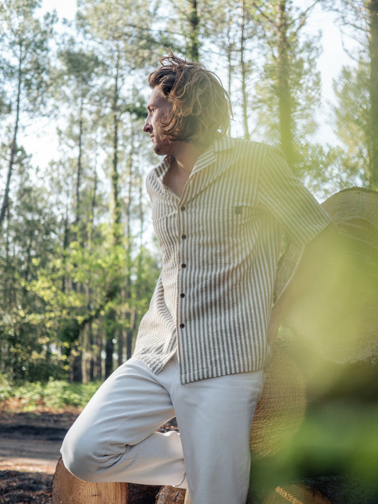 Camp shirt in seersucker stripes