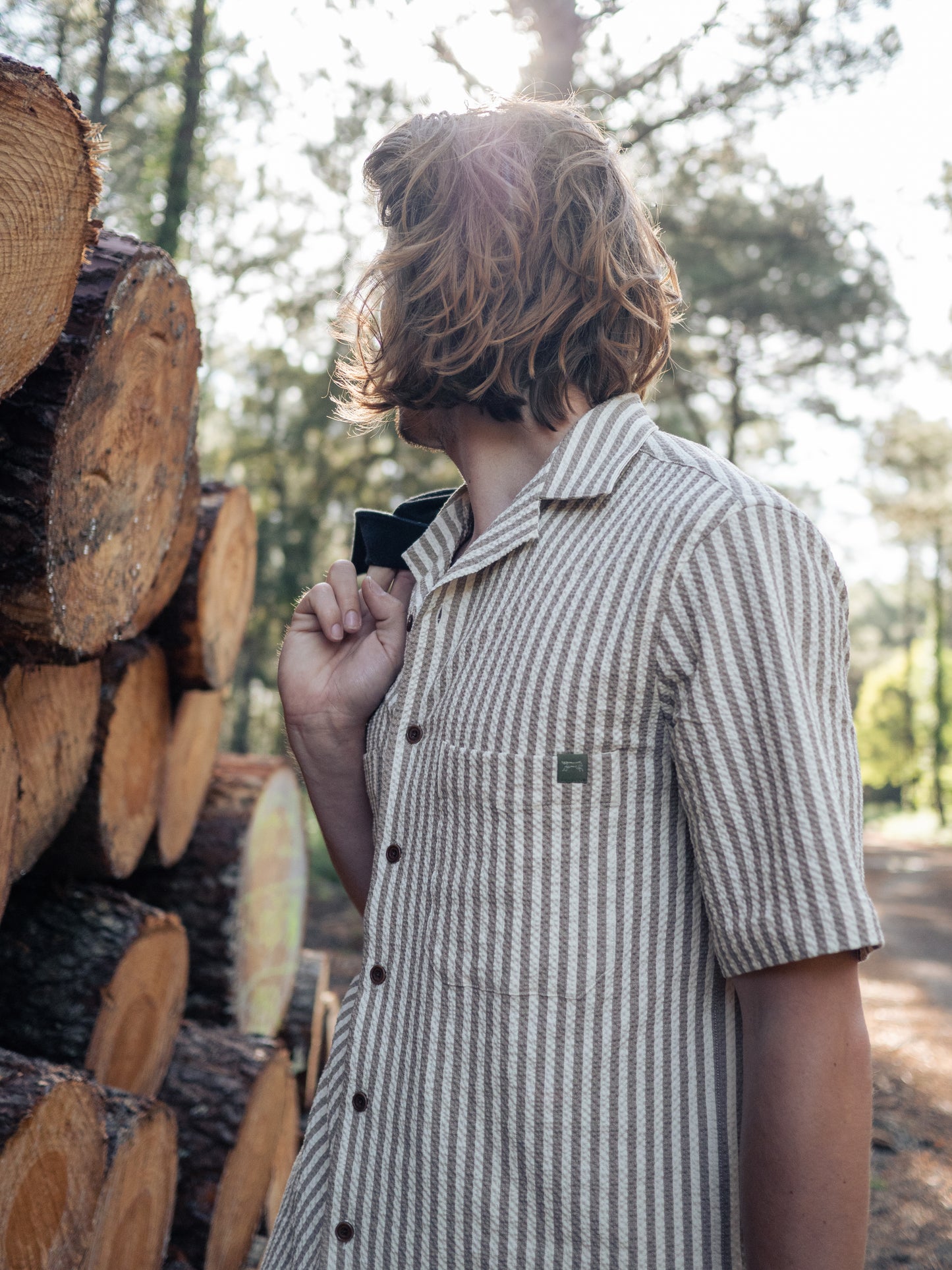 Camp shirt in seersucker stripes