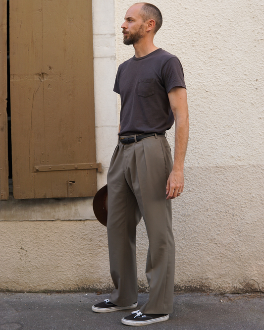 PANTALON TAUPE DOUBLE PINCES (PRE-COMMANDE)