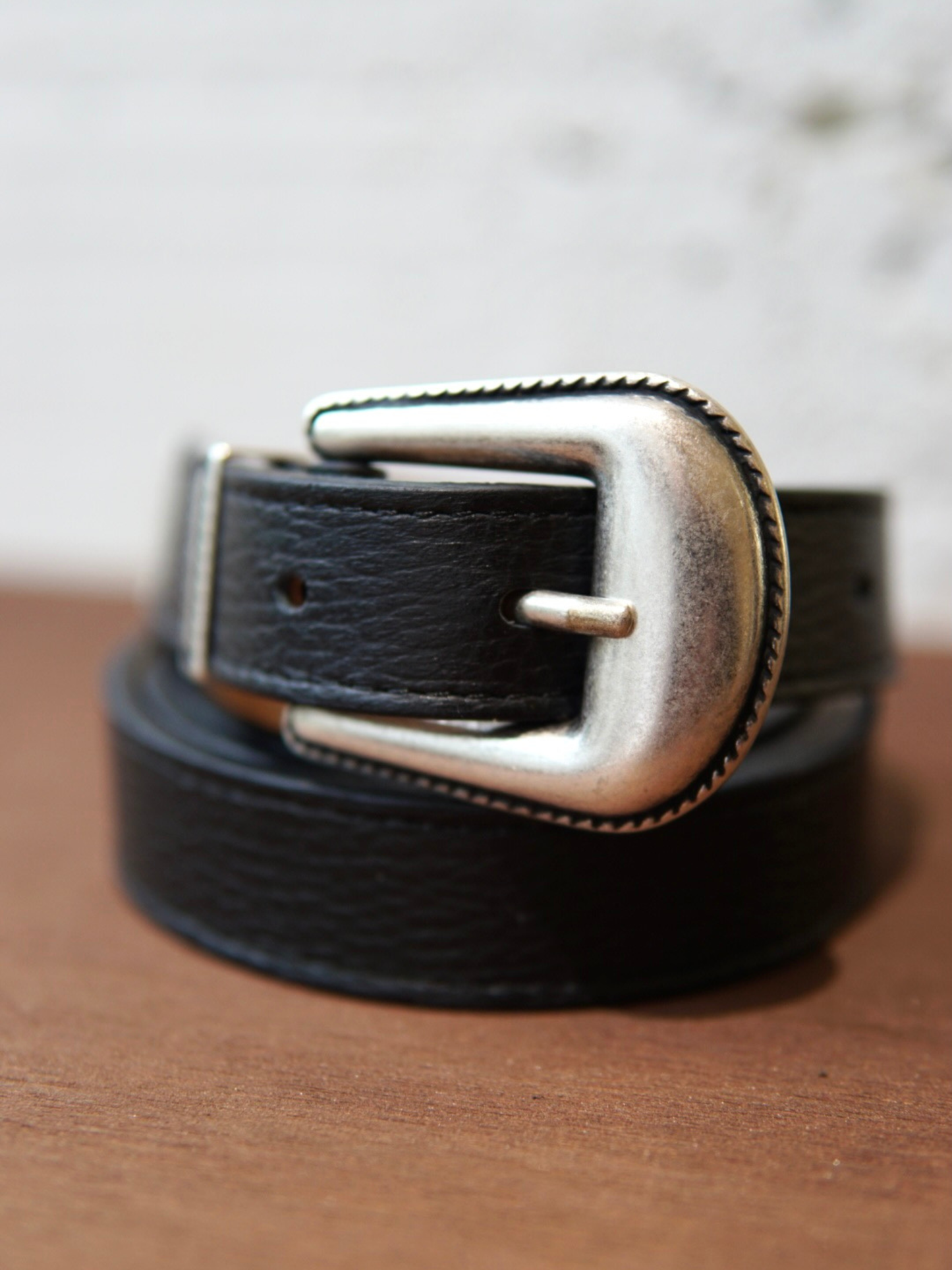CEINTURE « WESTERN » EN CUIR GRAINÉ  NOIR