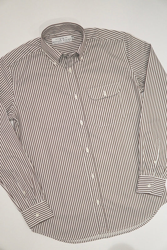 CHEMISE COL AMÉRICAIN - MARRON ET BLANCHE