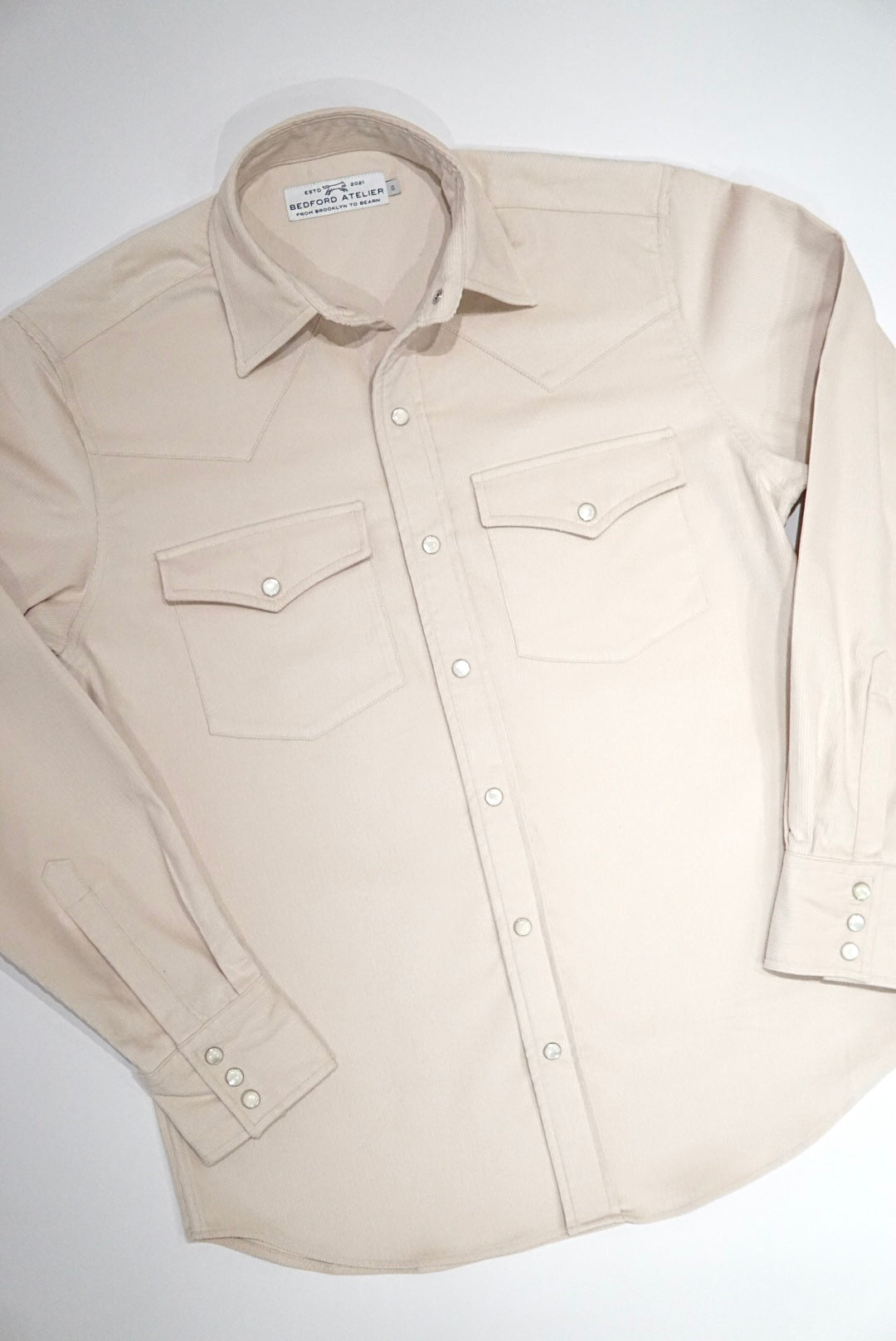 CHEMISE WESTERN - « BABY CORDUROY » STONE