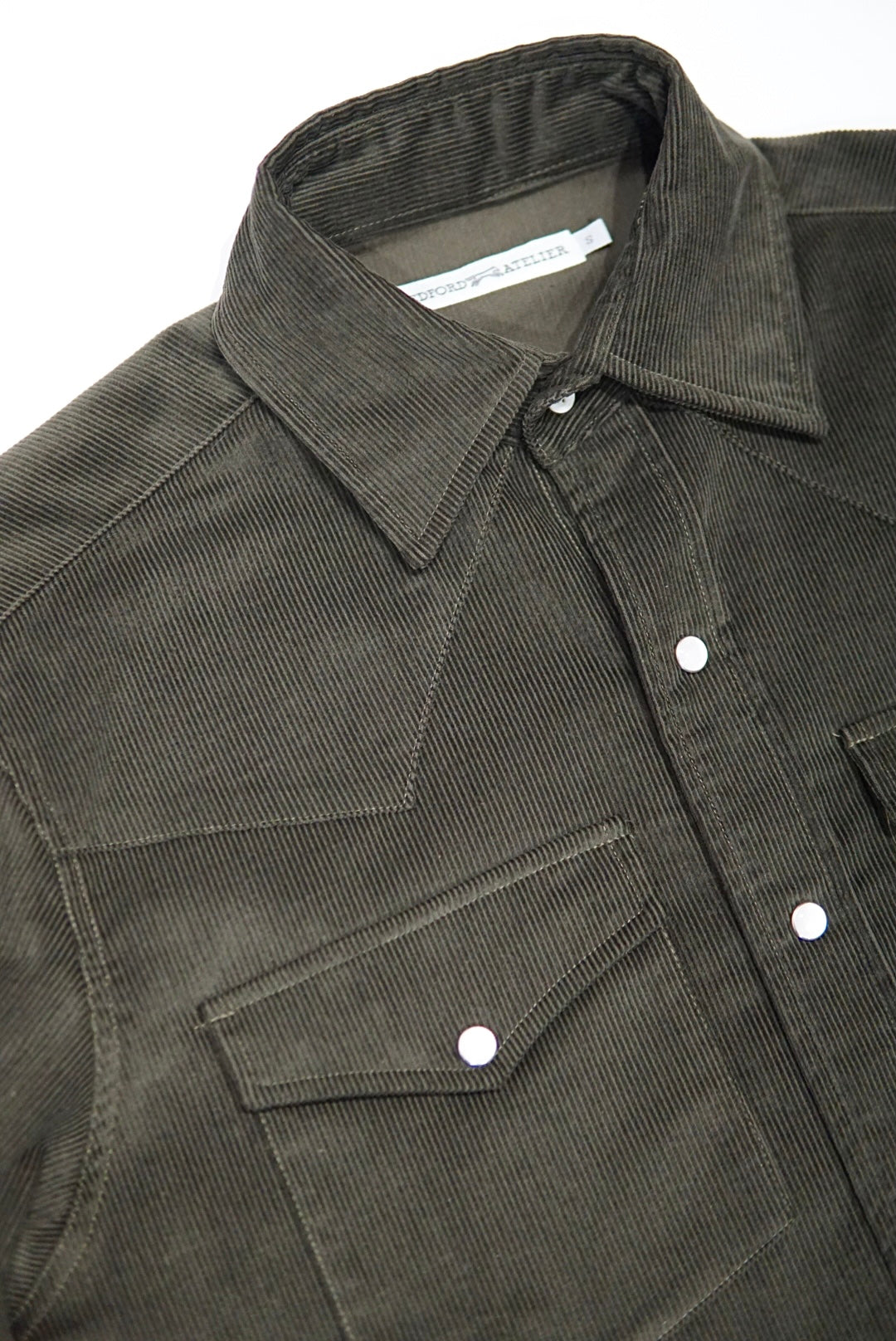 CHEMISE WESTERN - « BABY CORDUROY » VERT OLIVE