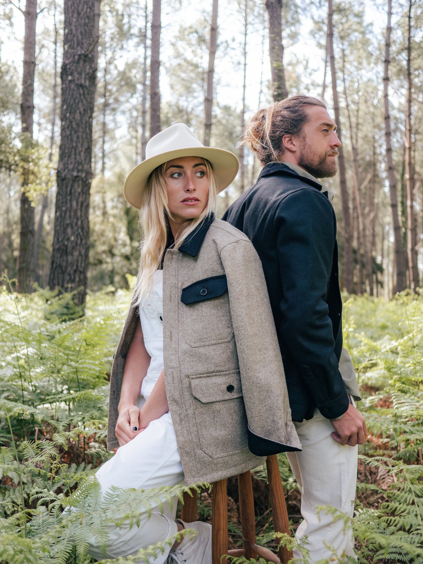 VESTE WORKER LAINE MARRON CLAIR