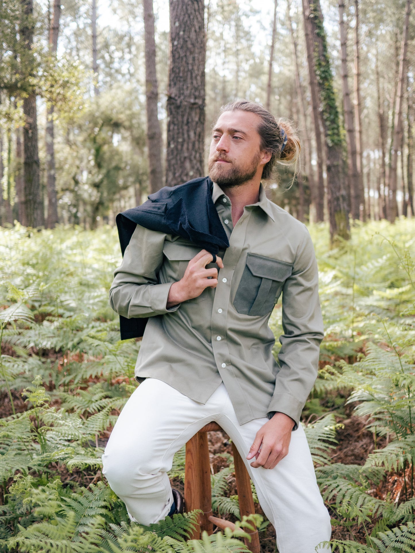 Overshirt in faded green